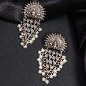 Contemporary oxidized temple necklace set