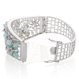 Royal American Diamond Rhodium Plated  open able Kada