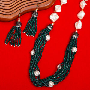 Green Crystal pearl mala