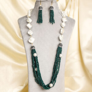 Green Crystal pearl mala