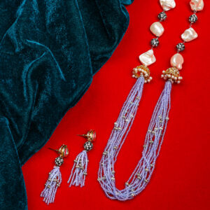 Purple colour Crystal pearl mala