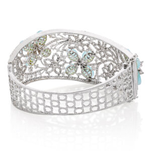 Royal American Diamond Rhodium Plated  open able Kada
