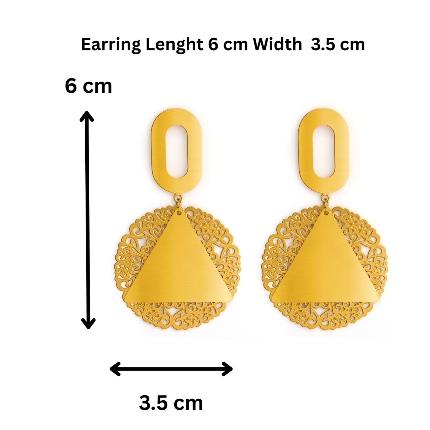 Gold plated Jali drop earring - Image 4