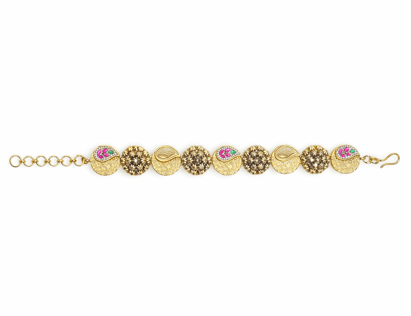 Traditional Antique Gold-Plated Filigree Bracelet for Women - Image 2