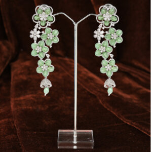 Floral drop earring rhodium plated