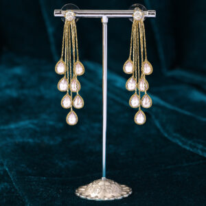 Gold Plated American Diamond drop chain earring