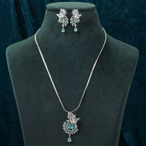 Fancy Rhodium plated pendent set