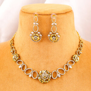 Floral mehandi polished necklace set