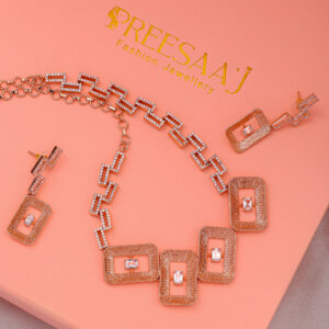 Contemporary American diamond rose gold necklace set