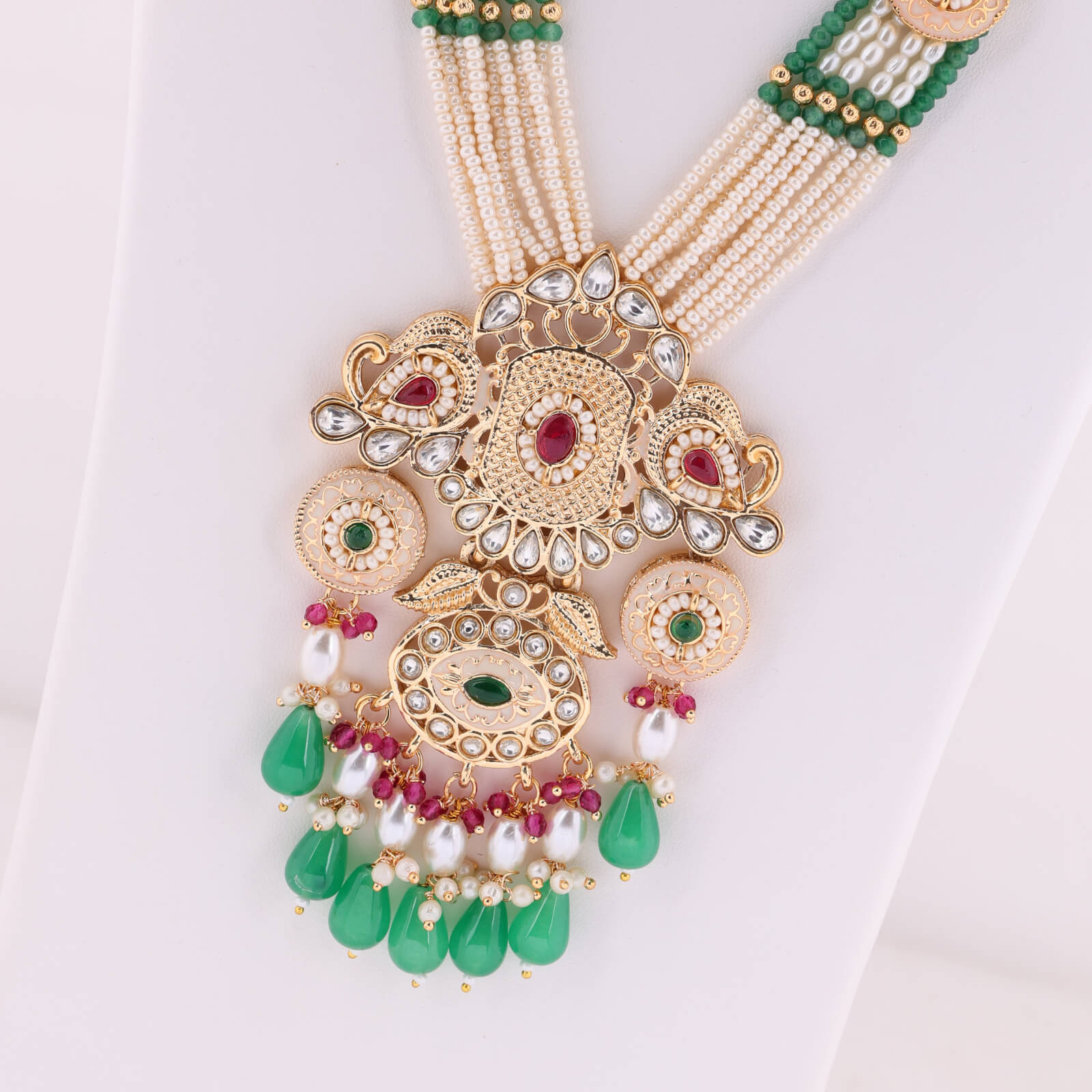 Floral Aura - Gold plated long necklace set - Image 3