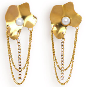 Metallic Flower dangle earring.