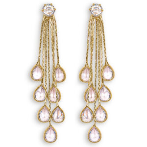 Gold Plated American Diamond drop chain earring