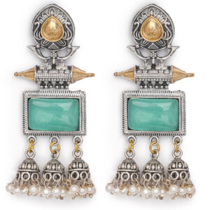 Trendy oxidized antique stone earring