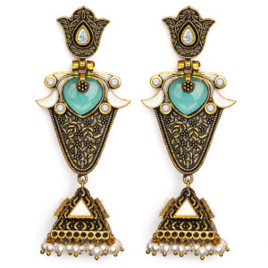 Trendy  gold tone antique drop earring