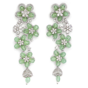 Floral drop earring rhodium plated