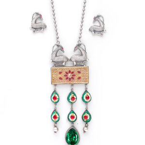 Rajasthani Antique Oxidized log Chain Pendent Set