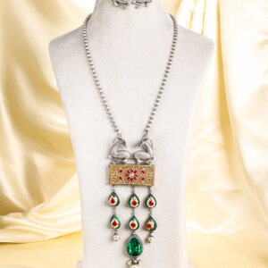 Rajasthani Antique Oxidized log Chain Pendent Set
