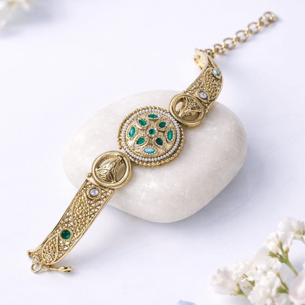 Traditional Gold-Plated Filigree Bracelet for Women