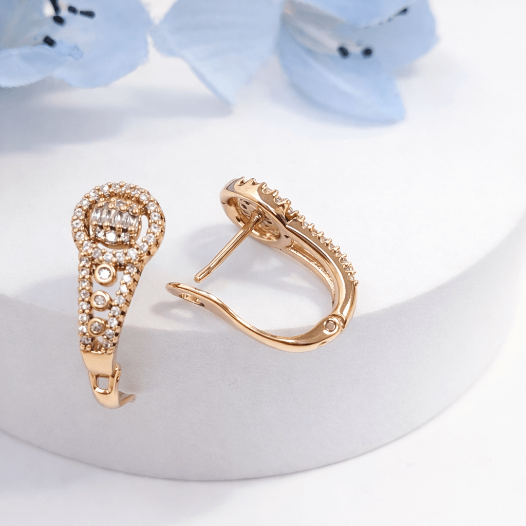 Luxe Halo Rose Gold Plated Hoop Earrings - Image 2