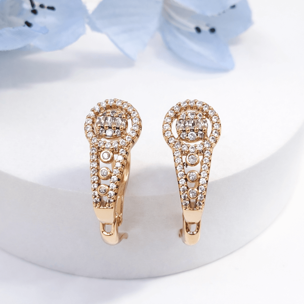 Luxe Halo Rose Gold Plated Hoop Earrings