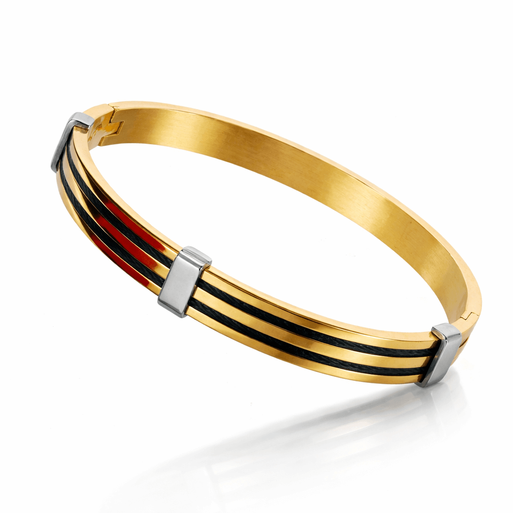 Royal Fusion Gold Plated & Black thread Openable Men's Kada - Image 2