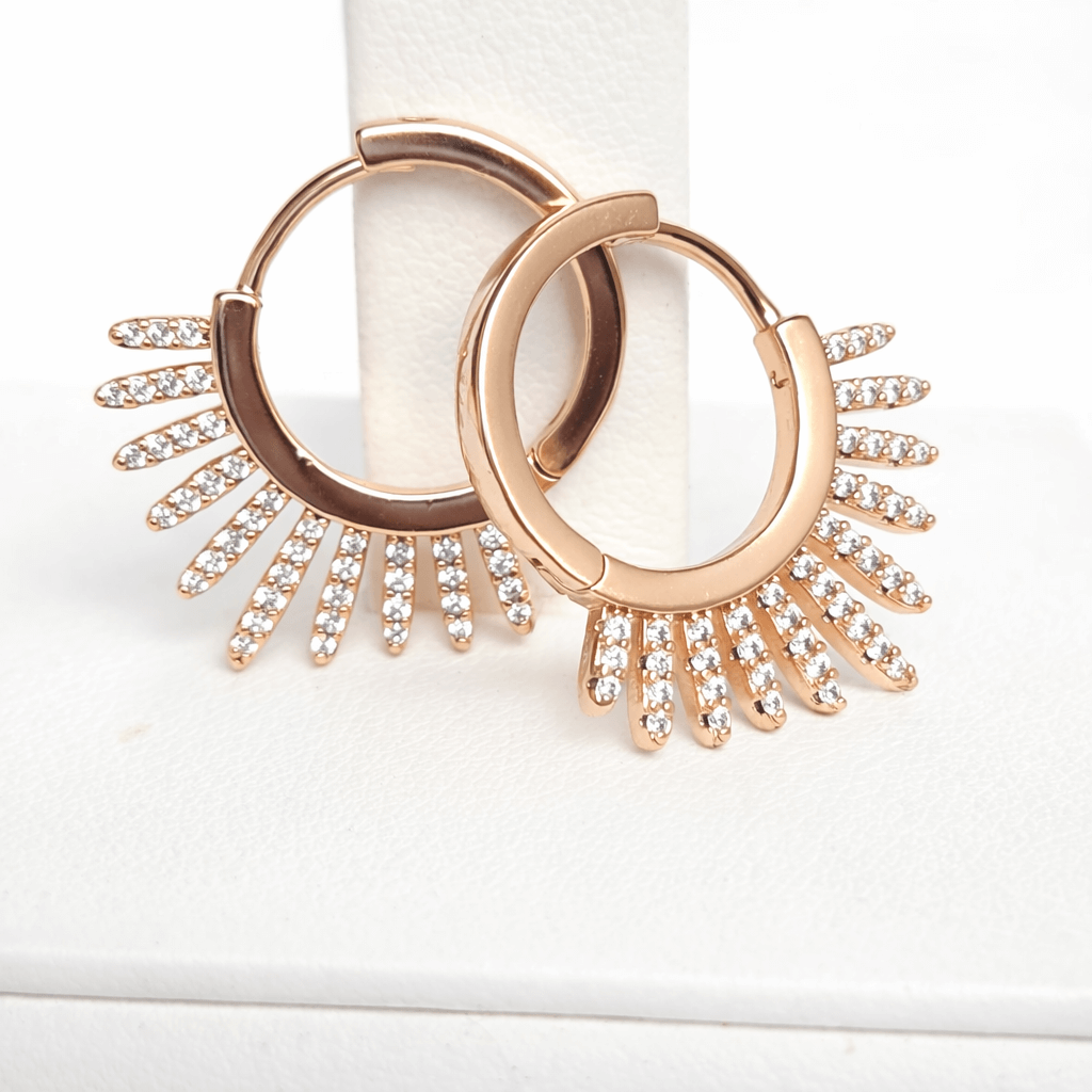 Radiant Halo Hoop Rose Gold PLated Earrings - Image 2