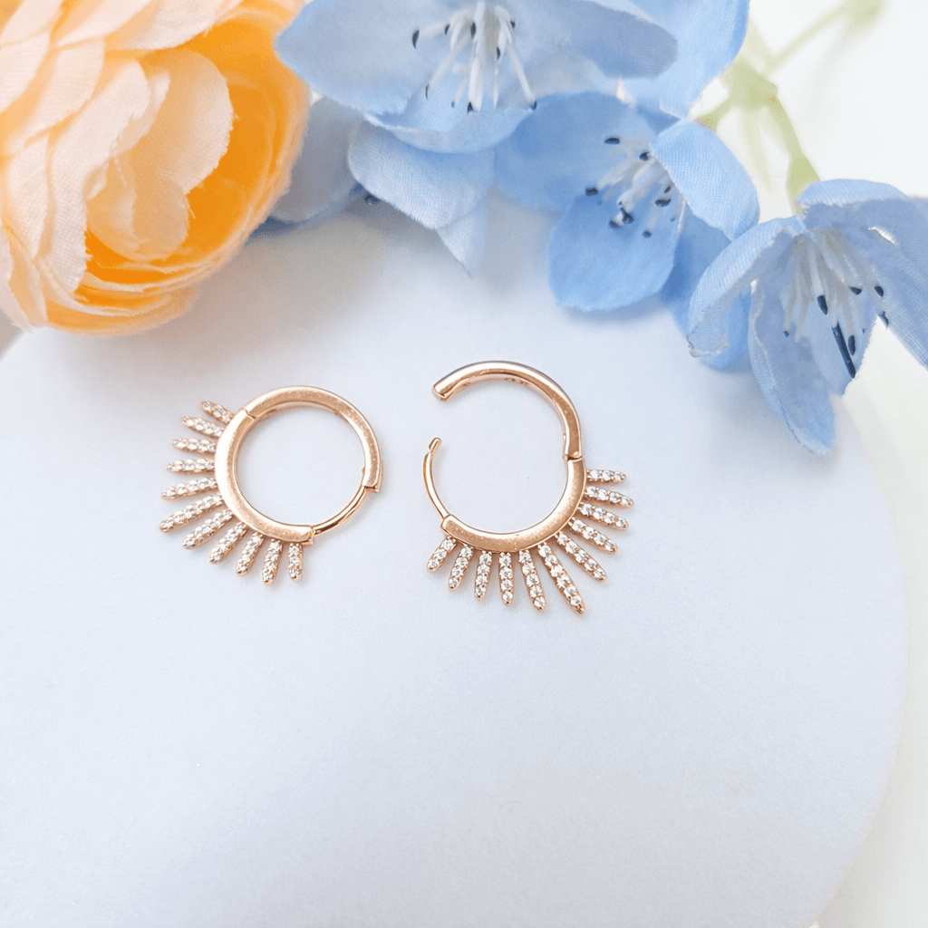 Radiant Halo Hoop Rose Gold PLated Earrings - Image 3