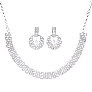 Dazzling cubic zirconia Rhodium plated necklace set