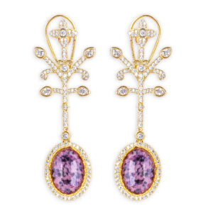 Royal Monalisa Stone withe American diamond gold plated necklace set