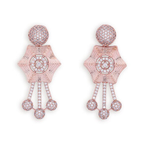 Floral Cubic zirconia Rose gold Necklace Set