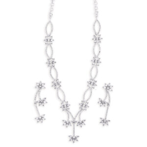 Floral Silver toned necklace set