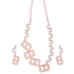 Contemporary American diamond rose gold necklace set