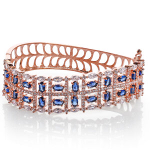 Rose gold plated American diamond Bangle style bracelet