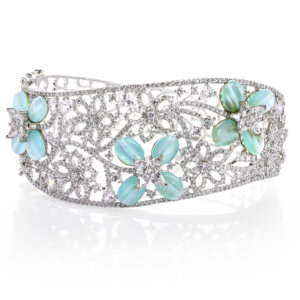 Royal American Diamond Rhodium Plated  open able Kada