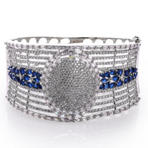 Royal American Diamond Rhodium Plated open able Kada