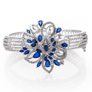 Antique flower shape Rhodium Plated  kada