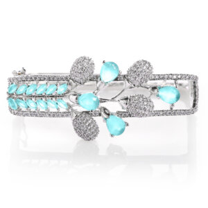 Square Shape Rhodium Plated American Diamond Kada