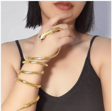 Designer Golden Snake Chain Necklace with Bracelet - Image 5