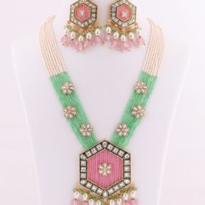 Rajwada Rose - Gold plated long necklace set